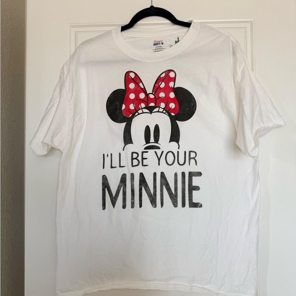 Disney White Minnie Mouse Tee with Red Bow